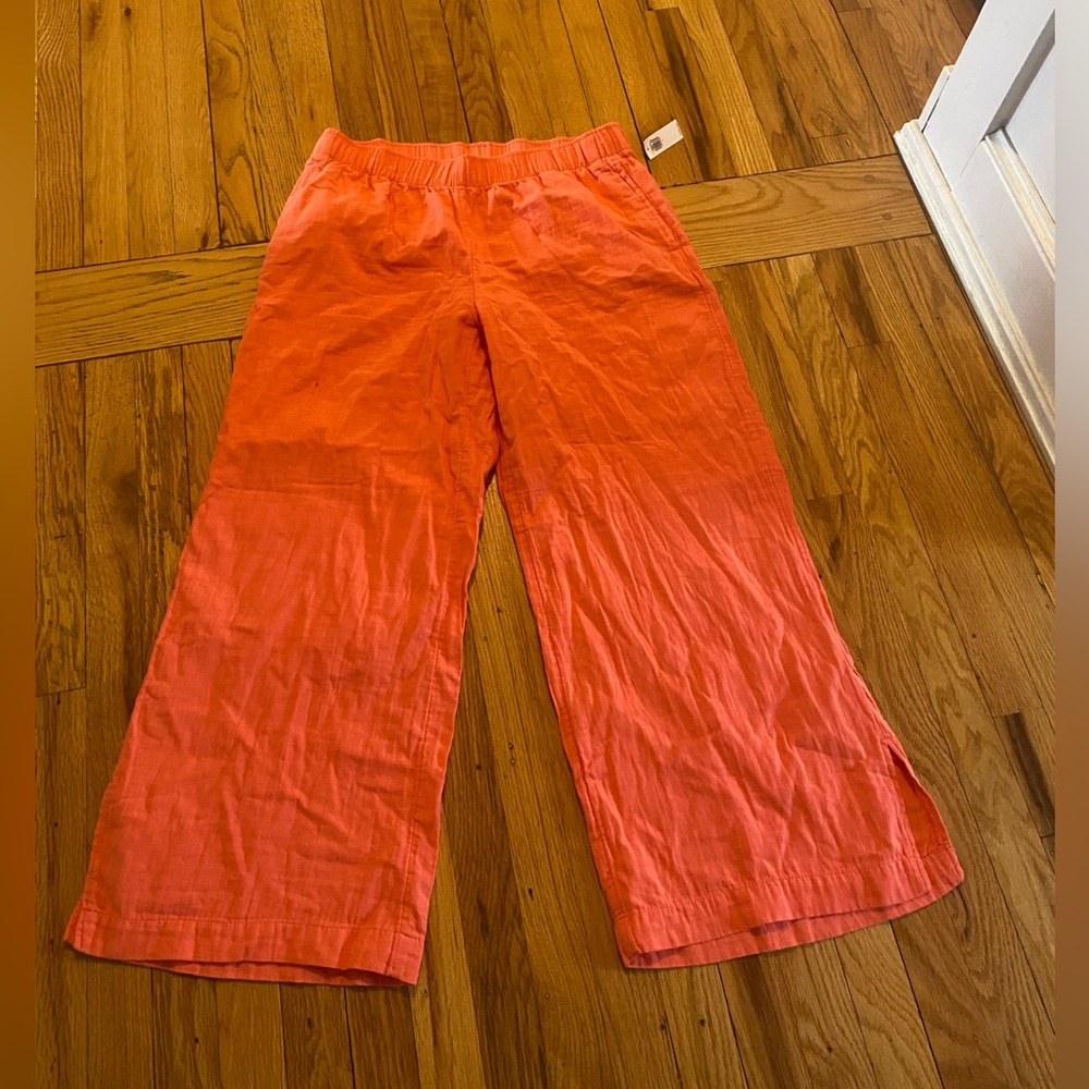 Bright Coral gauze Wide-Leg Pants NWT
